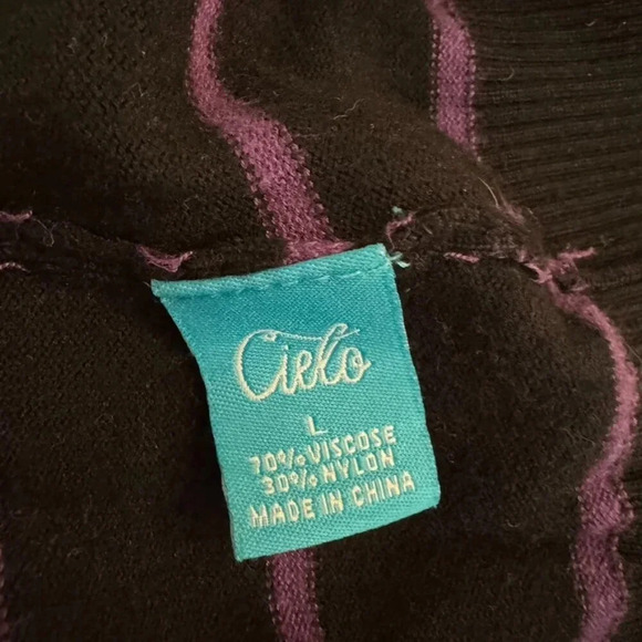 CIELO || Womens Color Block Knit Sweater Crewneck Pink Black Large - Picture 7 of 7